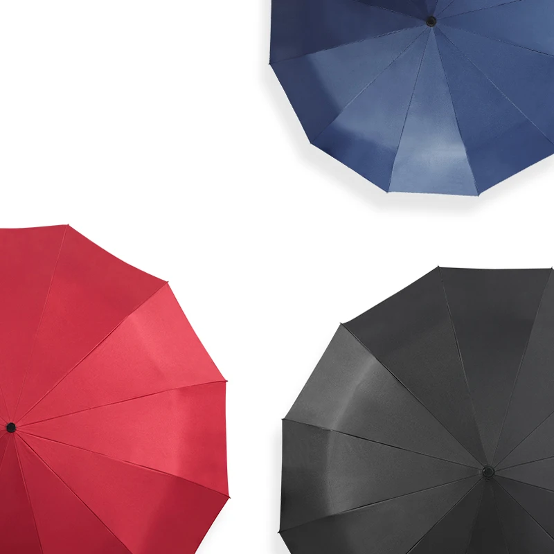12 Ribs Big Umbrella Auto Open Close 3 Folding Umbrella Strong Windproof Rain Umbrella