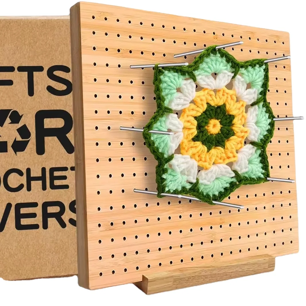 Wooden Bamboo Board Crochet Projects Handcrafted Knitting Stainless Steel Pins with Gift Box
