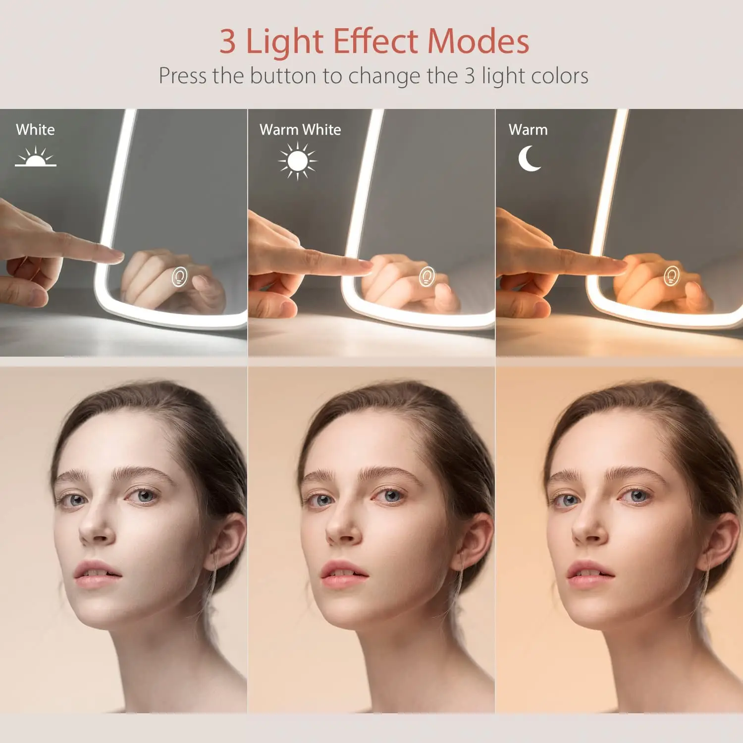 2022  portable personal  best selling vanity mirror with 3 color lights stand up led makeup smart beauty mirror with light