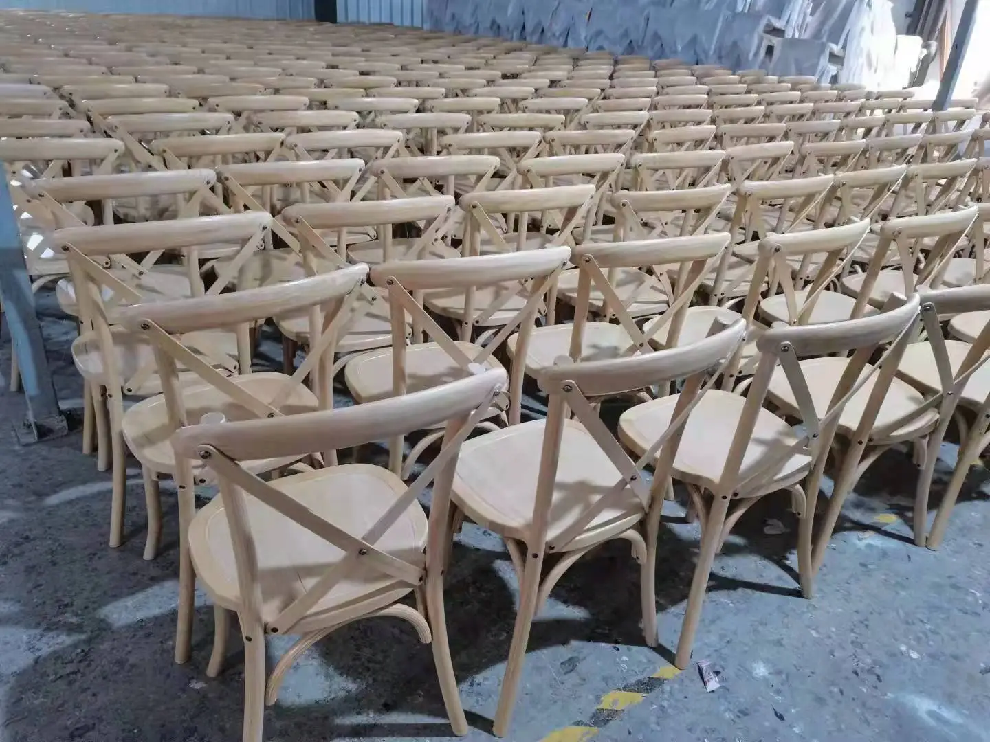 Factory Direct Stackable Cross Back Events French Style Chair Wood dining wedding chairs