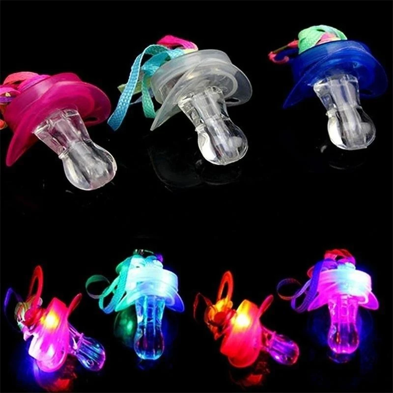 LED Flashing Whistle Nipple Shape Light Up Whistle Necklace Party Toys Kids Toy for Sports Lanyard Camping Concerts Bars