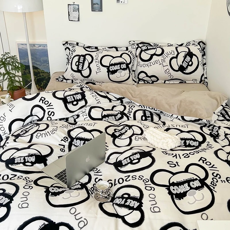 wholesale Luxury 100% Cotton printed 4 Pcs king size collections Fitted Bed Sheet pillowcase Comforter Duvet Cover bedding sets