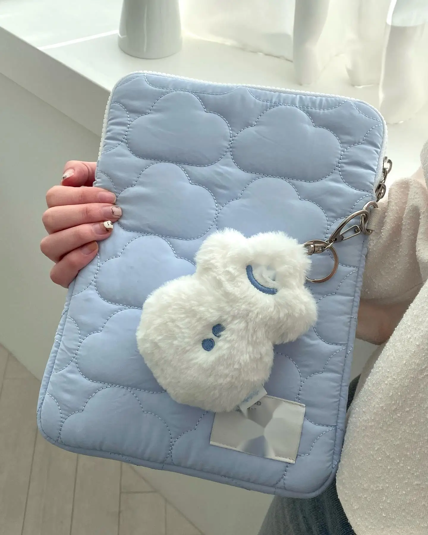 Custom Size Logo Floral and Pink Quilted Cotton Zipper Laptop Tablet Protection Sleeve Pouch Case