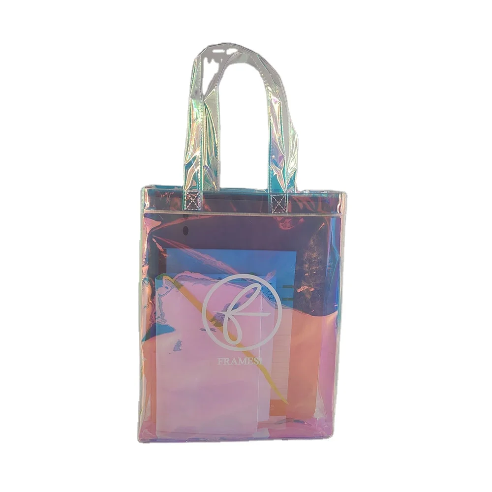 
Tote Bag Transparent Plastic Pvc Customized Rivet Hot Fashionable Appliques Feathers Diamonds Scarves Unisex 