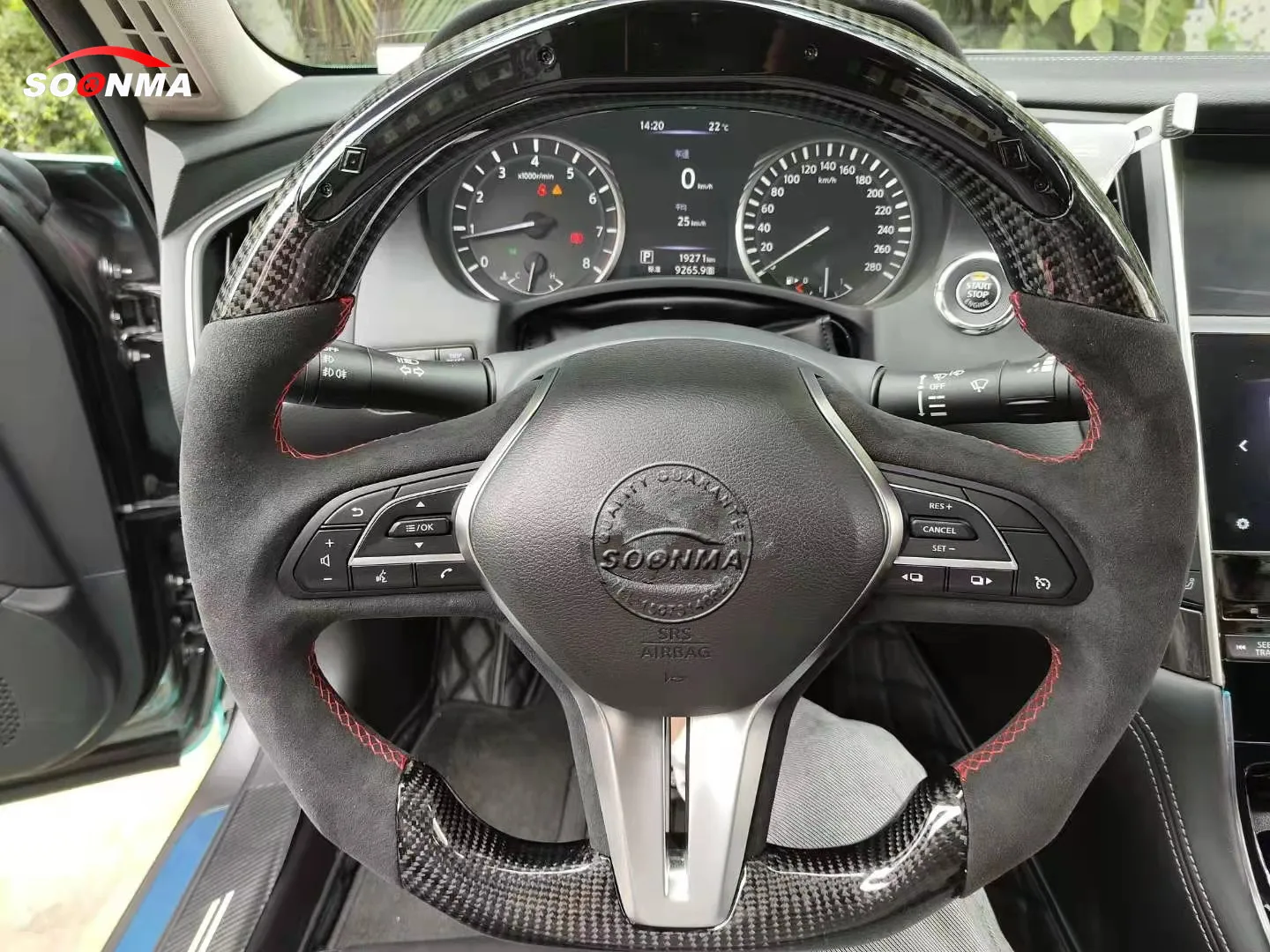 Custom Alcantar Led Carbon Fiber Steering Wheel For Infiniti Q30 Qx30 Q50 Q50l Q60racing Wheel Convertible