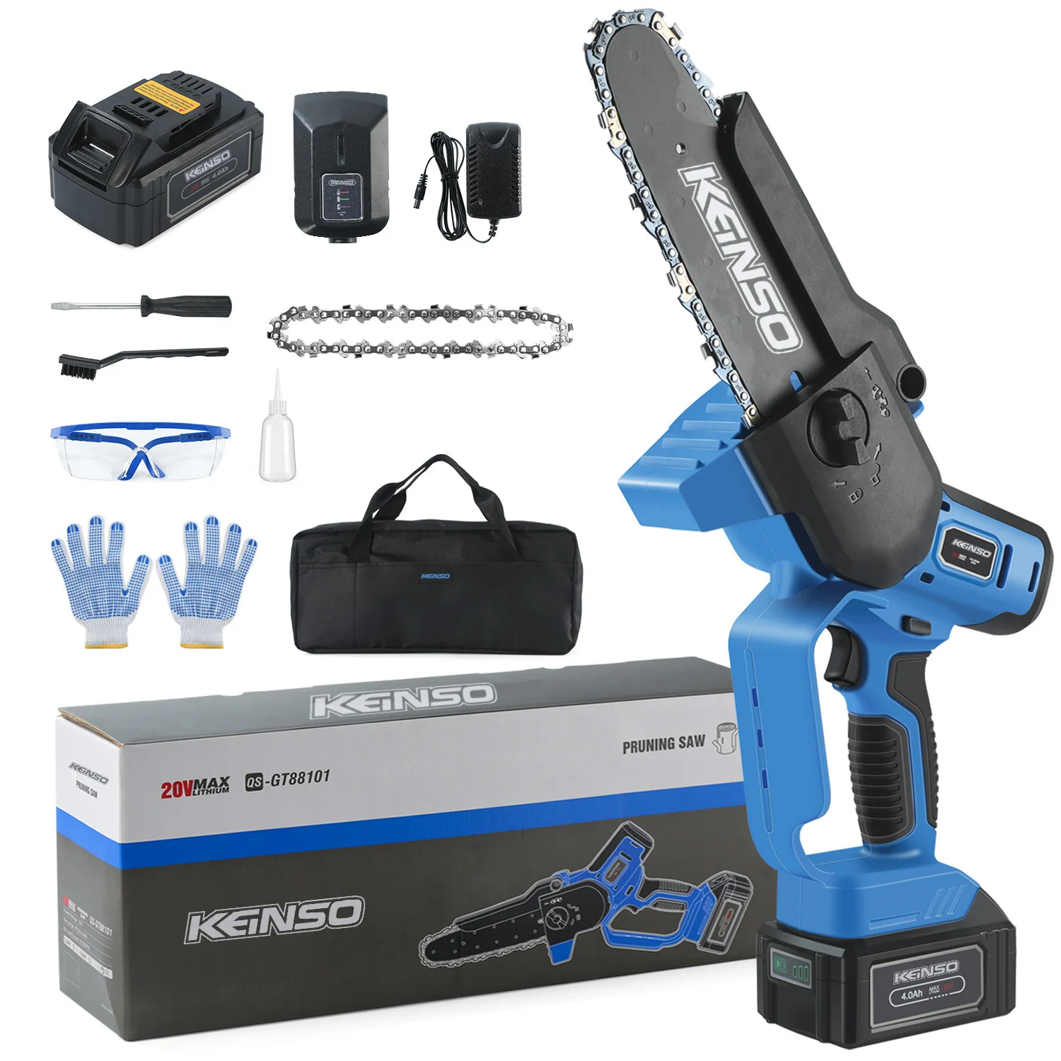 Cordless 6 Inch Electric Chain Saw With Security Lock & Auto Oiler  20V Handheld Chainsaw For Tree Trimming Wood Cutting