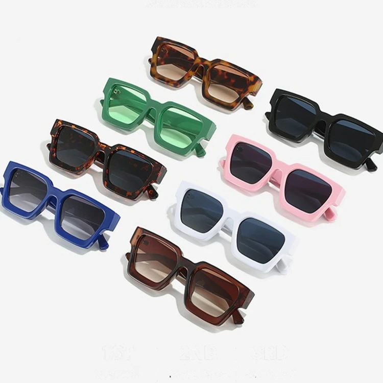 new trendy colorful rectangle unisex print logo square oversized glasses fashion custom sunglasses 2023