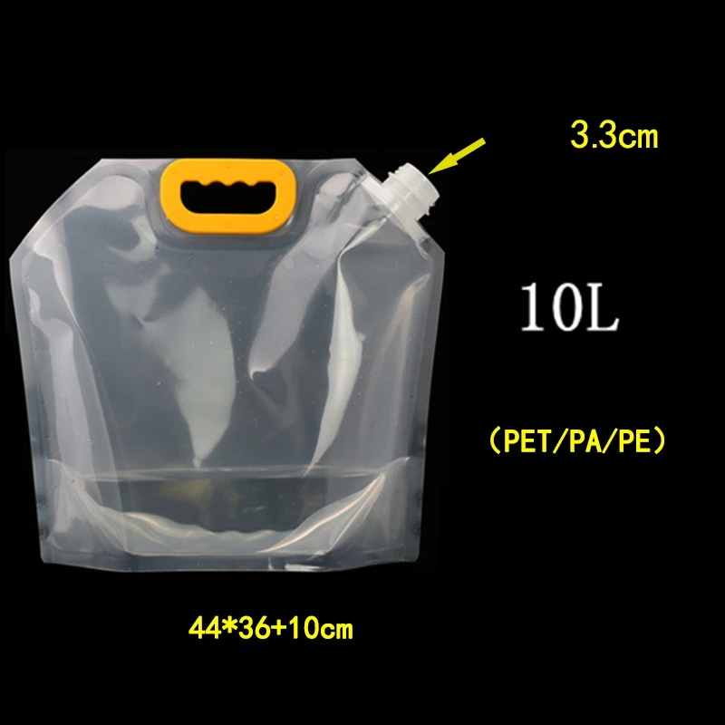 Food grade material Plastic foldable 1.5L 2.5L 5L 10L transparent upright portable storage packaging water carrier bag