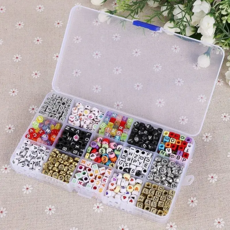 Wholesale quality  Mixed Cube Charms Acrylic Alphabet Letters Beads Set for DIY Bracelets