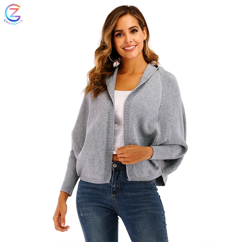 
Womens 100% cashmere fleece grey fluffy roll neck short thick mini cropped sweaters cardigan 