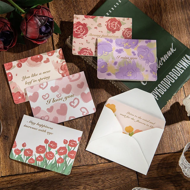 Оптовая продажа букет на день Святого Валентина открытка с розами ручная роспись материнская благодарения флорист конвертом