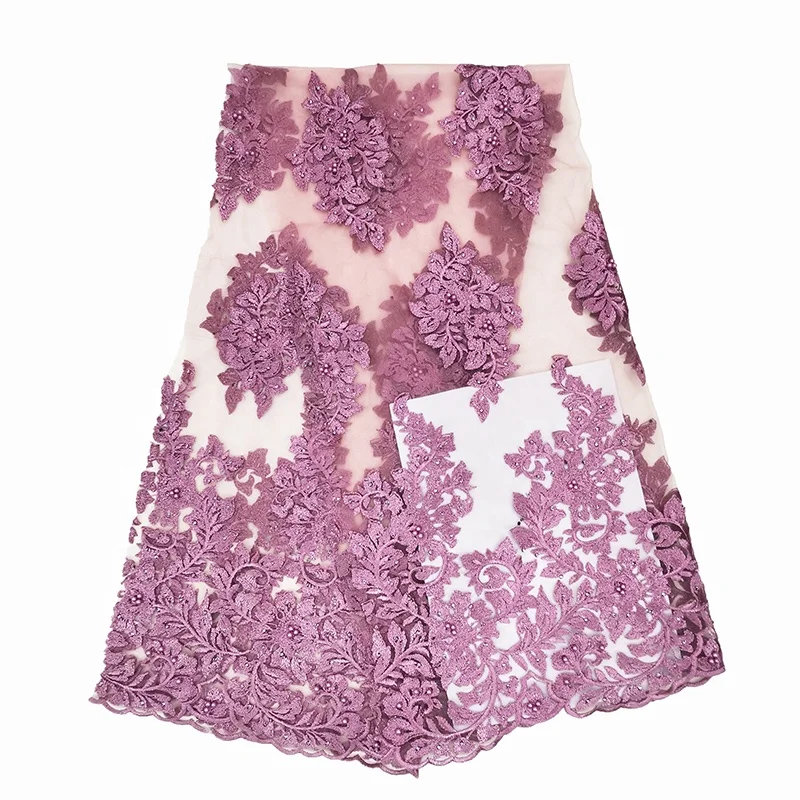 simple double border positioning flower french embroidered lace fabric with stones