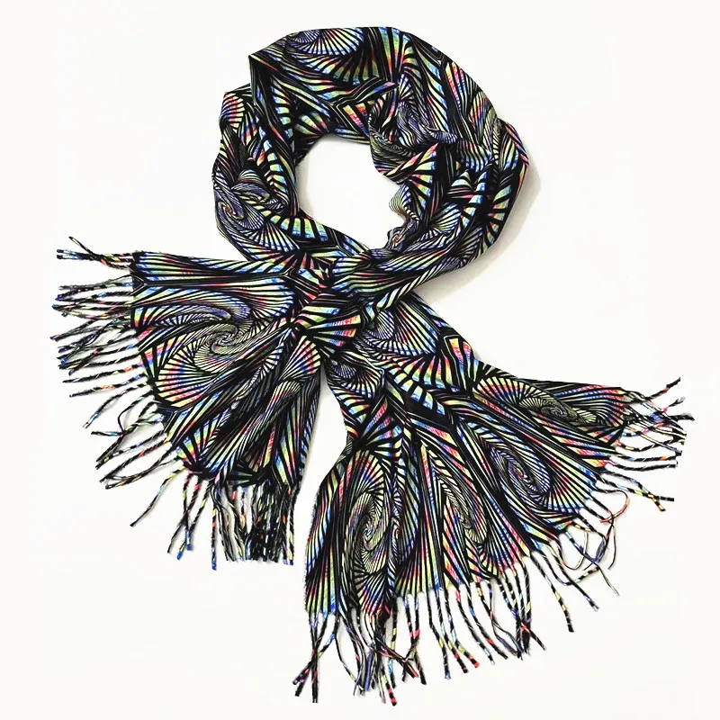 custom logo printed 200*70cm long kimono winter shawls handmade pashmina scarf