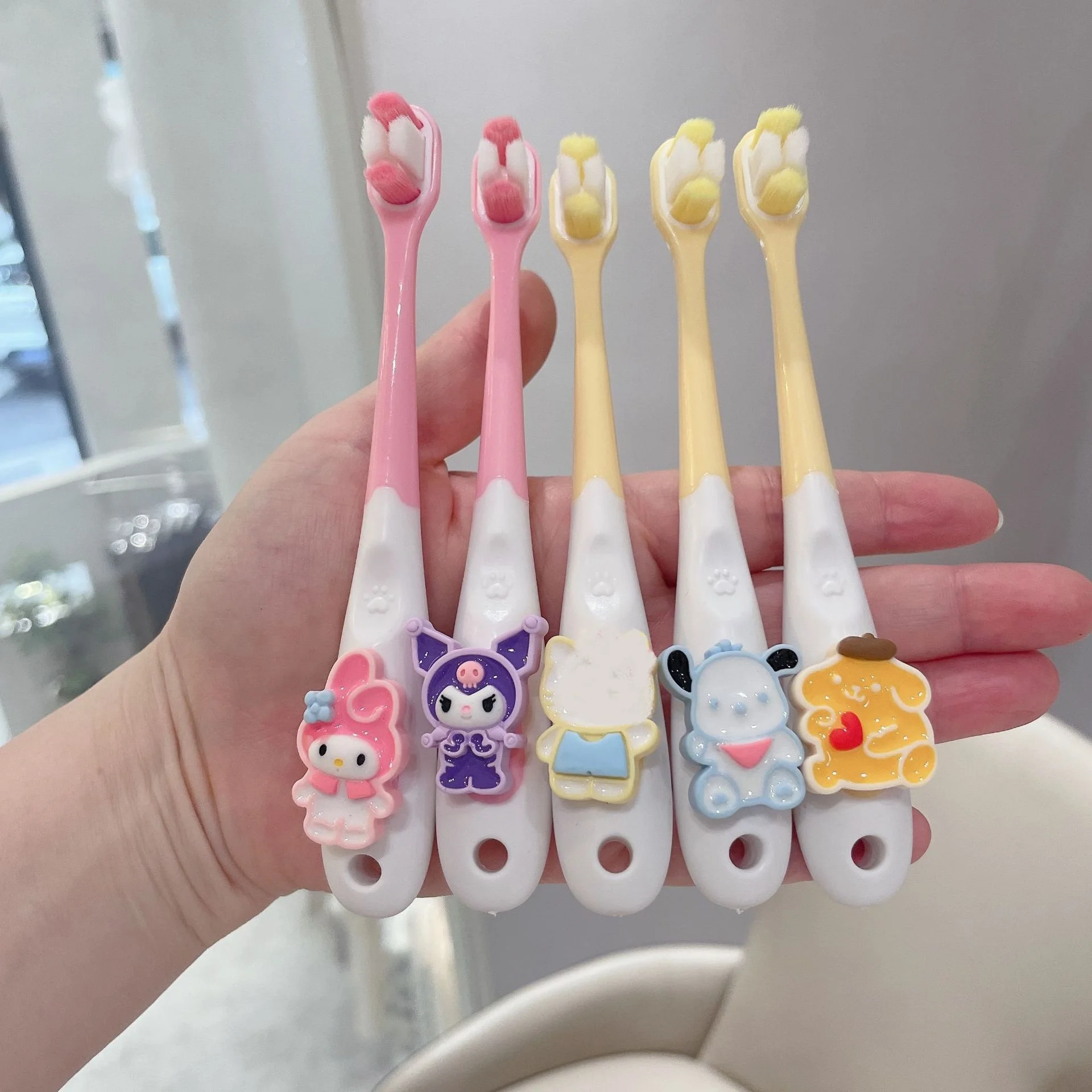 Kawaii Sanrioed Toothbrush Mymelody Kuromi Cinnamoroll Cartoon Student Adult Household Fine Hair Toothbrush Cleaning Toothguard