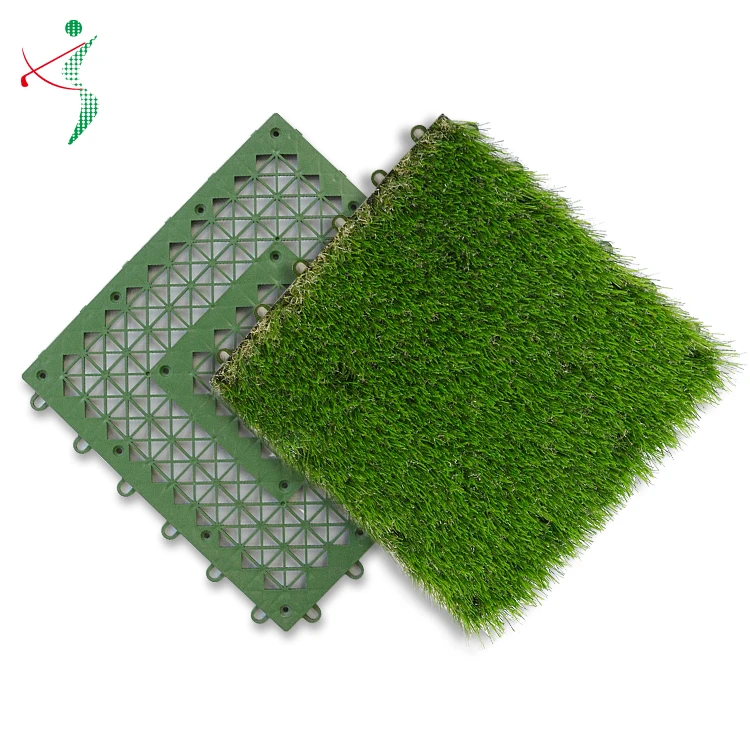 30mm Outdoor Indoor Garden Interlocking Artificial Grass Tile Home Decor