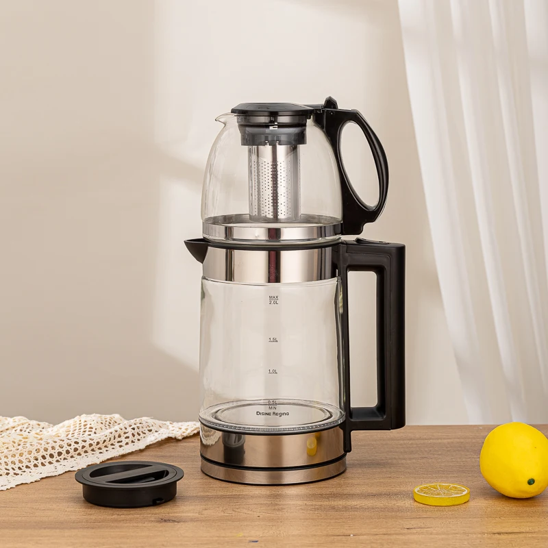 High borosilicate glass 1.8L stainless steel blue LED lights heat up the fast electric kettle