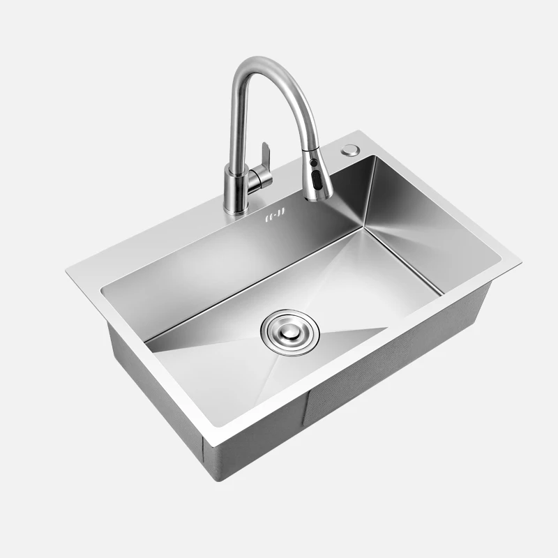 Stainless steel handmade sink single groove thickened kitchen large single groove under-table basin washing basin  sink