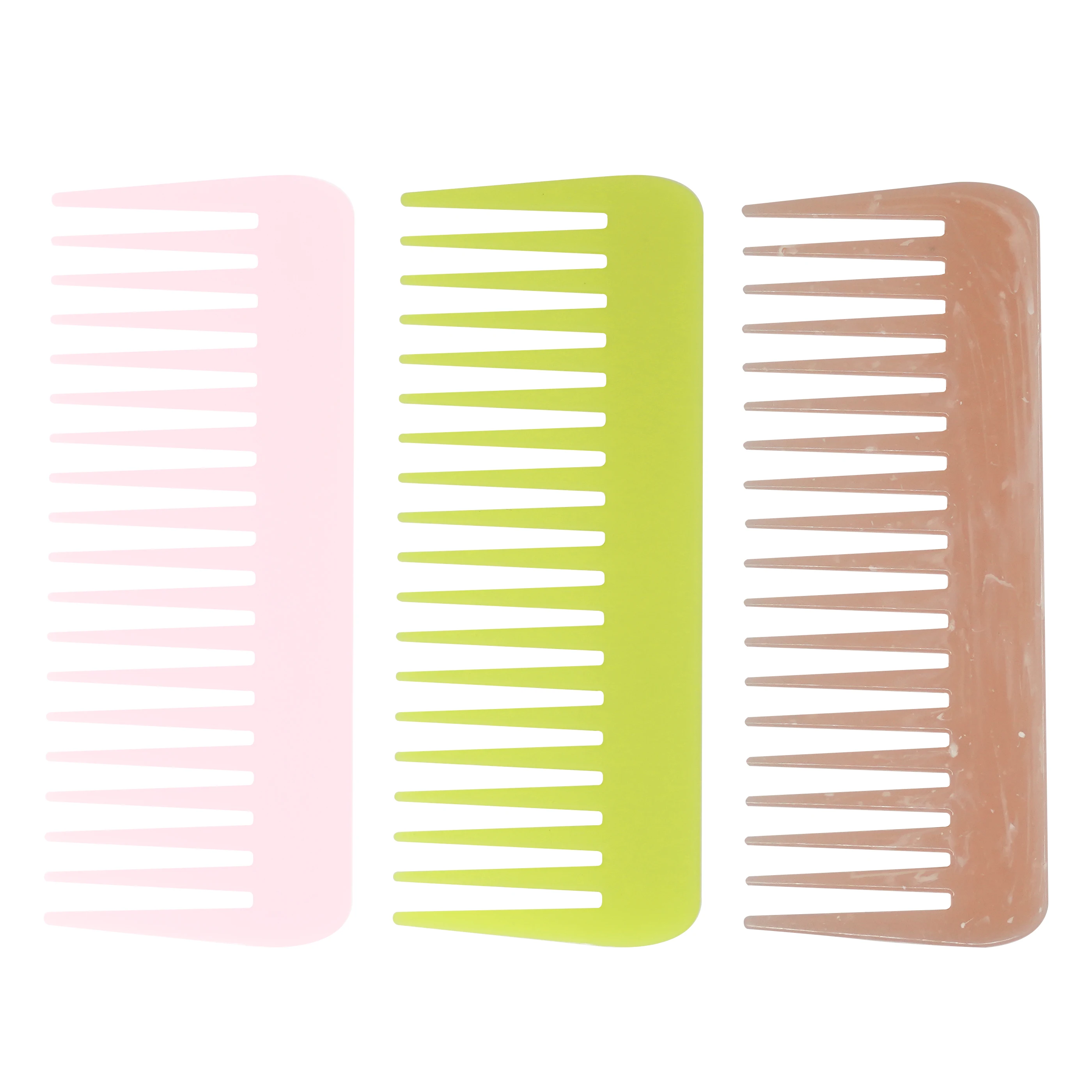 Professional Custom Color Logo Sulfur Cloud Powder Plastic Wet Hair Combs Tooth Wide Massage Scalp Barber Salon Comb For Women