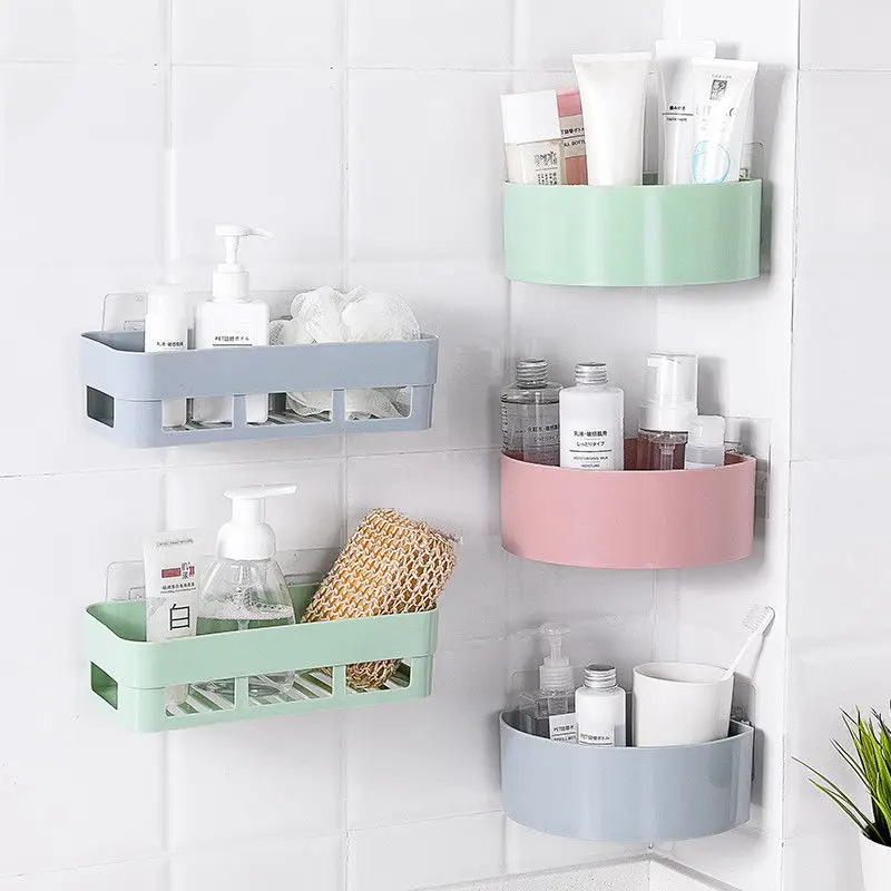 Practical storage basket Supplies PP&abs nail free wall hang Storage Basket for Home and Laundry bathing room and kitchen