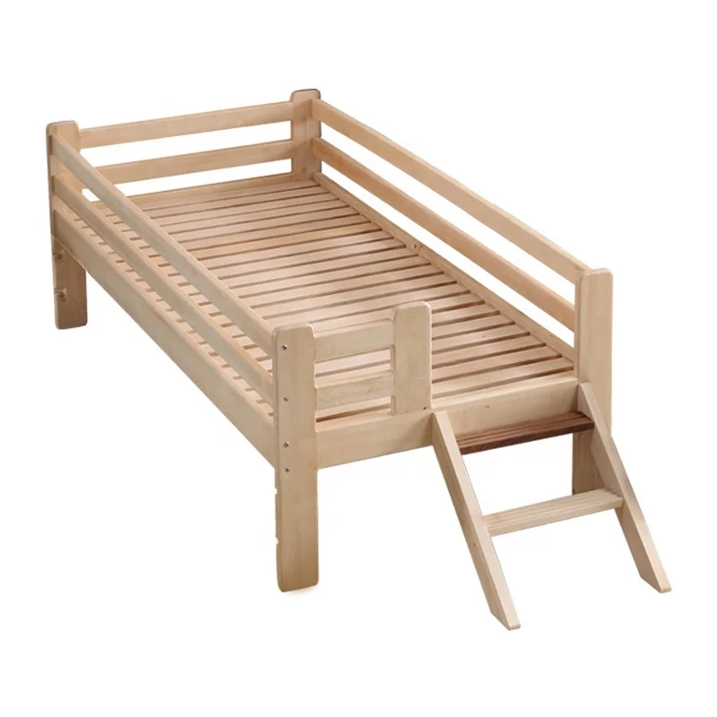 Safety Natural Simple Solid Wood Removable Guardrail Home Bedroom Preschool Furniture Toddler Bed Baby Bed Baby Crib