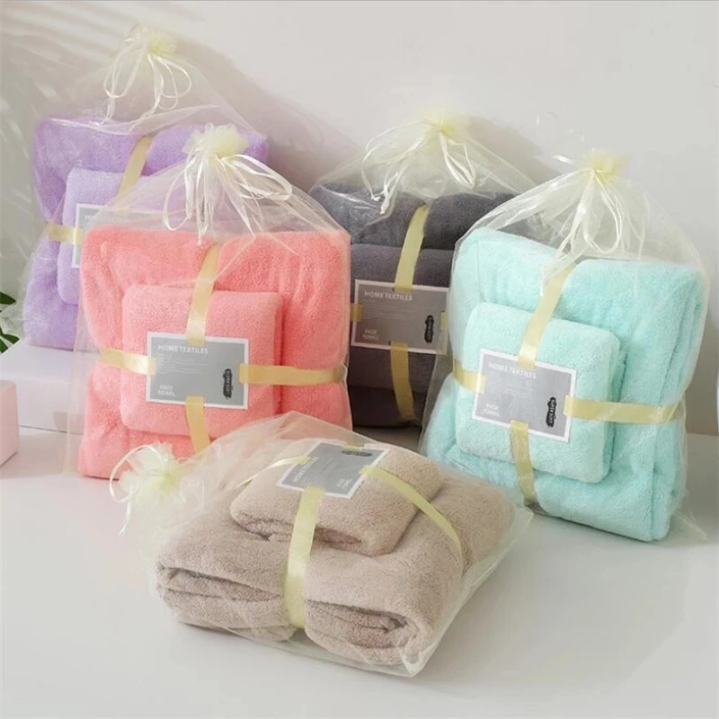 Colors Coral Fleece Hair Drying Towel Microfibre Swimming Hand Bath Towel Sets Bathroom Microfiber Towel Set