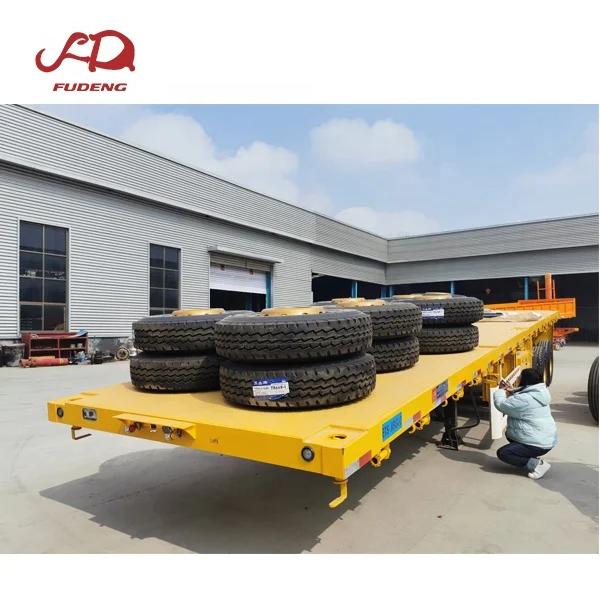 Дешевые 3 оси 40ft или 20ft трейлера контейнер полуприцеп с безбортовой платформой и полуприцеп контейнер для продажи