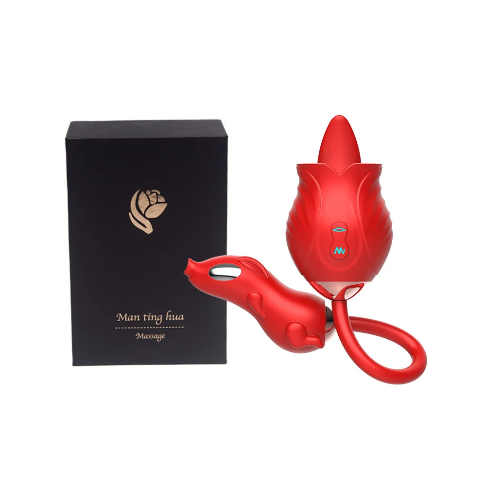 Pig Rose Double Headed Vibration Silicone Tongue licking  Vibrator Sex Toys For Woman