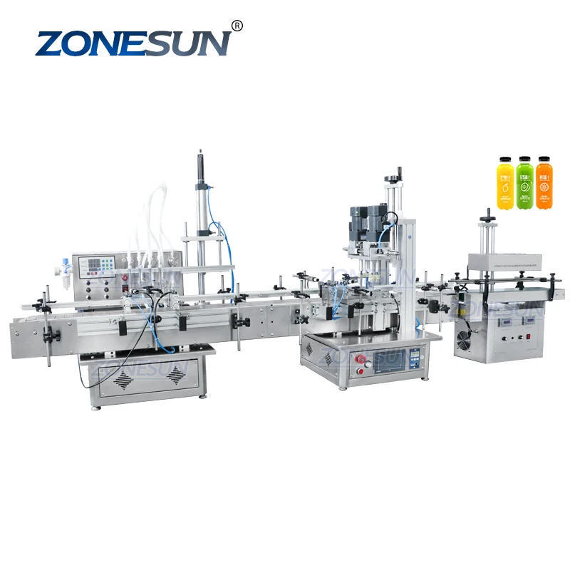 ZONESUN Desktop Automatic Bottle Yogurt Milk Liquid Filling Capping Machine With Aluminum Foil Sealing Machine Production Line