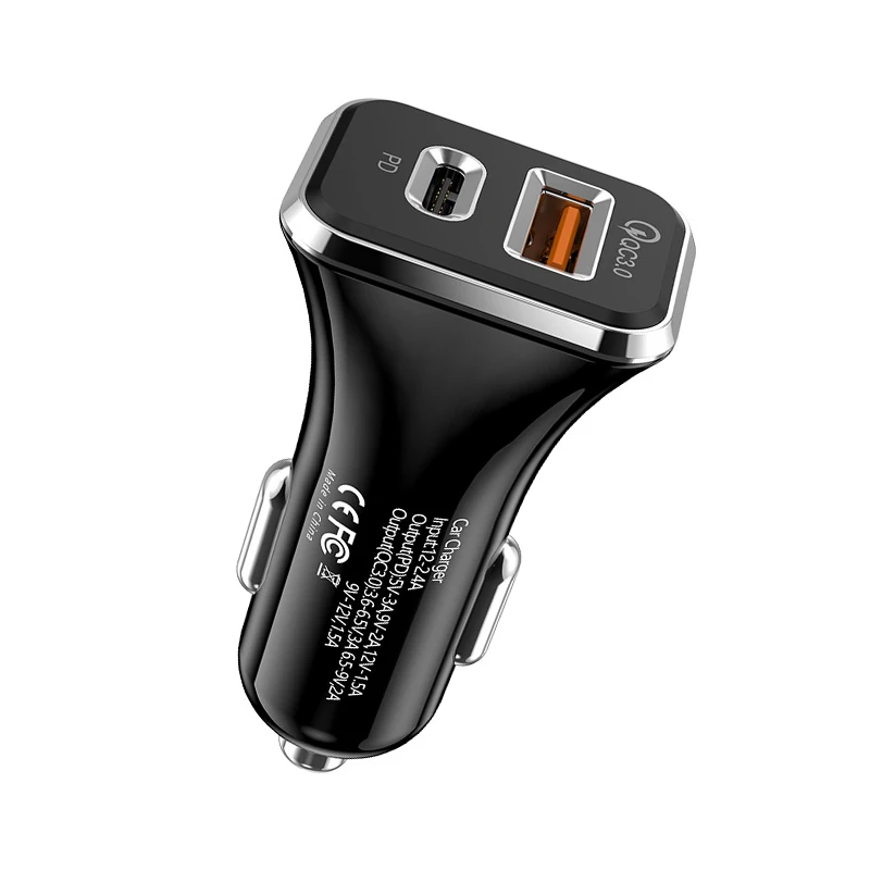 QC 3.0 Metal Dual USB Phone Car Charger LED Digital Display Voltage Monitoring For iPhone Samsung Quick Car Charger PD Adapter