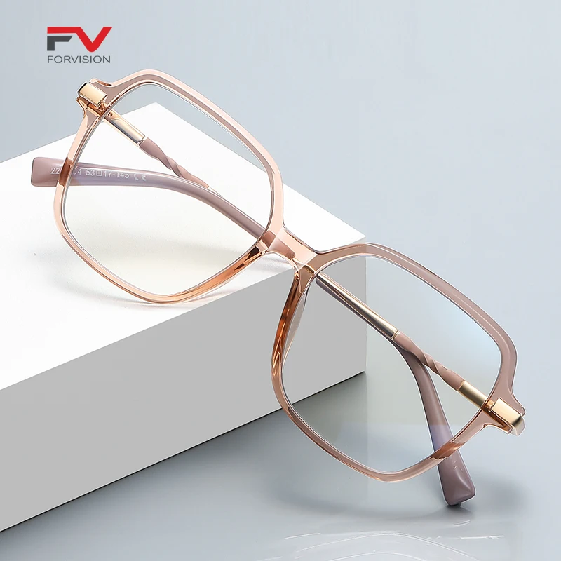 Unisex High Quality TR90 Metal Oversize Optical Glasses Frames Designer Brand Trendy Fashionable Eyeglasses