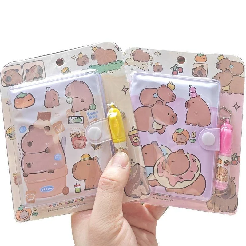 Kawaii Capybara мультяшная Обложка из полиуретана мини-книжка с листьями дневник блокнот школьная канцелярия подарок для детей