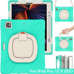 Rugged 3 in 1 Heavy Duty Shockproof Protective Silicone Case For iPad Pro 12.9 2021 Case Cover with pencil holder and kickstand