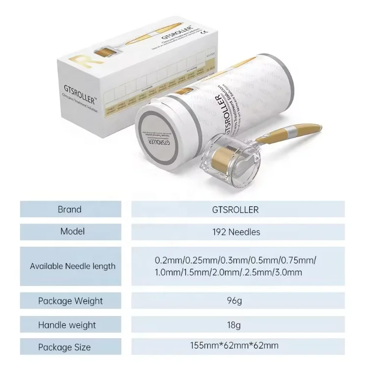 Microdermabrasion device Titanium 0.25 0.5 1.0 1.5 mm GTS 192 needle Beard Derma Roller microneedling for Beard Growth skin Care