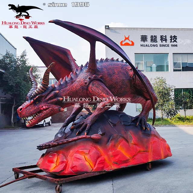Hualong Dino Works Realistic 3D Animatronic Dragon Model for Exhibition