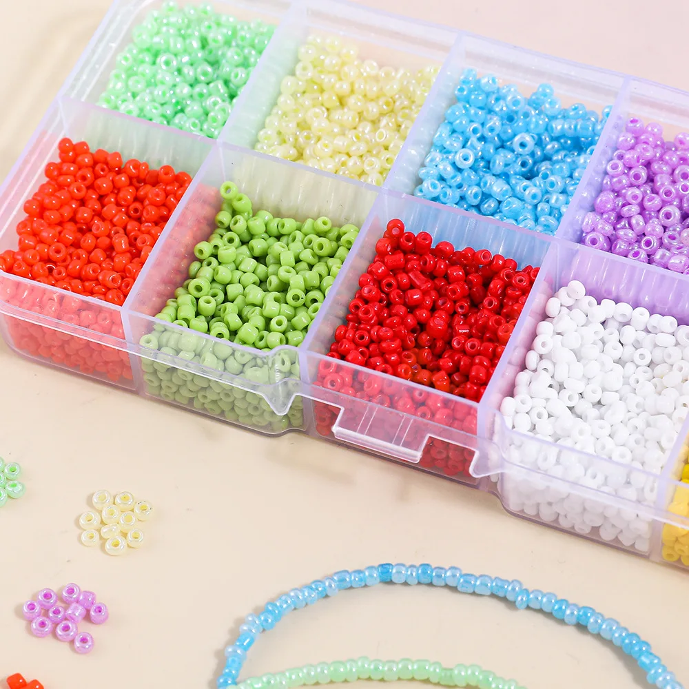 Hot-selling mini mixed color glass beads boxed, DIY hand-made small parts, bracelet necklace beaded material