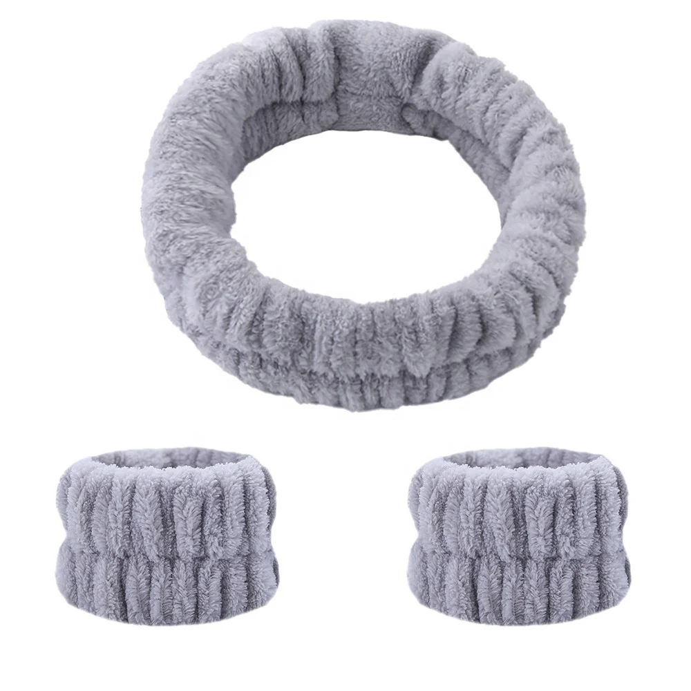 QuiteGirl Custom Sports Wrist Cuffs Sweat Band Hair band set for Adults Cheap Wholesale Coral fleece Microfiber Fabric Material