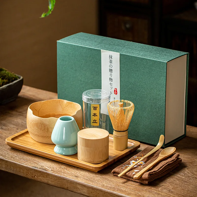 Matcha Mixing Set Teaware Tool Spoon Holder Bamboo Matcha Whisk Kits Japanese Ceramic Coffee & Tea Sets