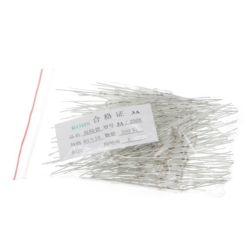  3*10 мм 0.5A/1A/1.5A/2A/2.5A/3A/4A/5A 250V осевой быстродействующий стеклянный предохранитель со свинцовым
