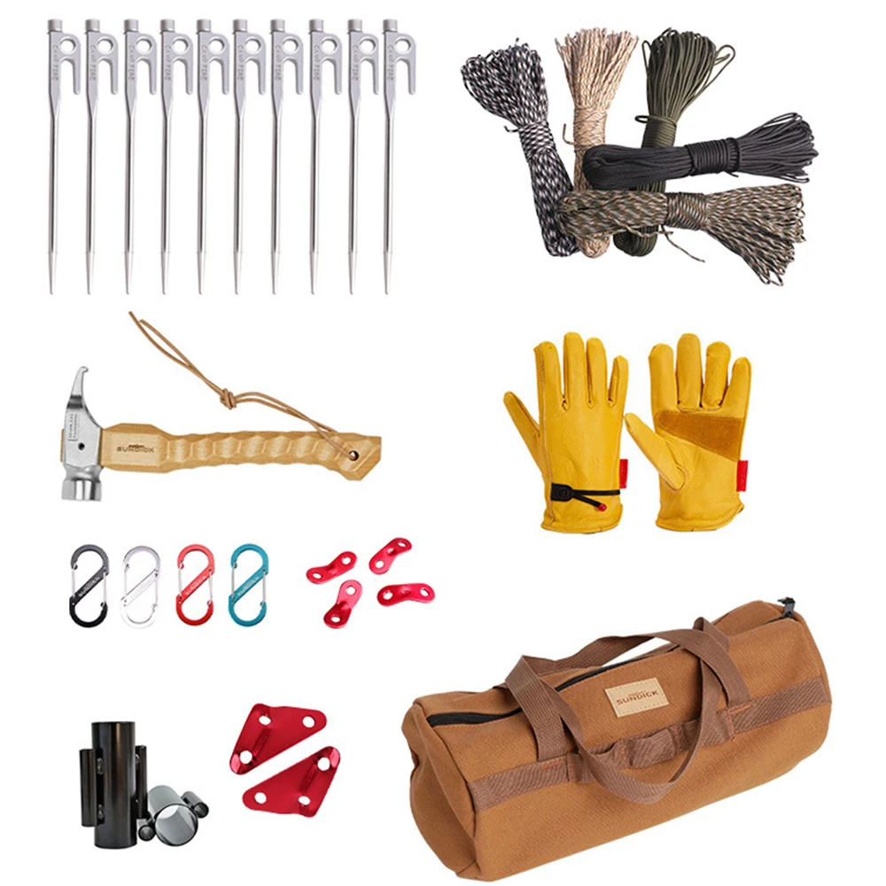 Outdoor Camping Tools Bags Organizer Portable Tent Ground Nail Stakes Wind Rope Hammer Pouch Tent Peg Nails Bags