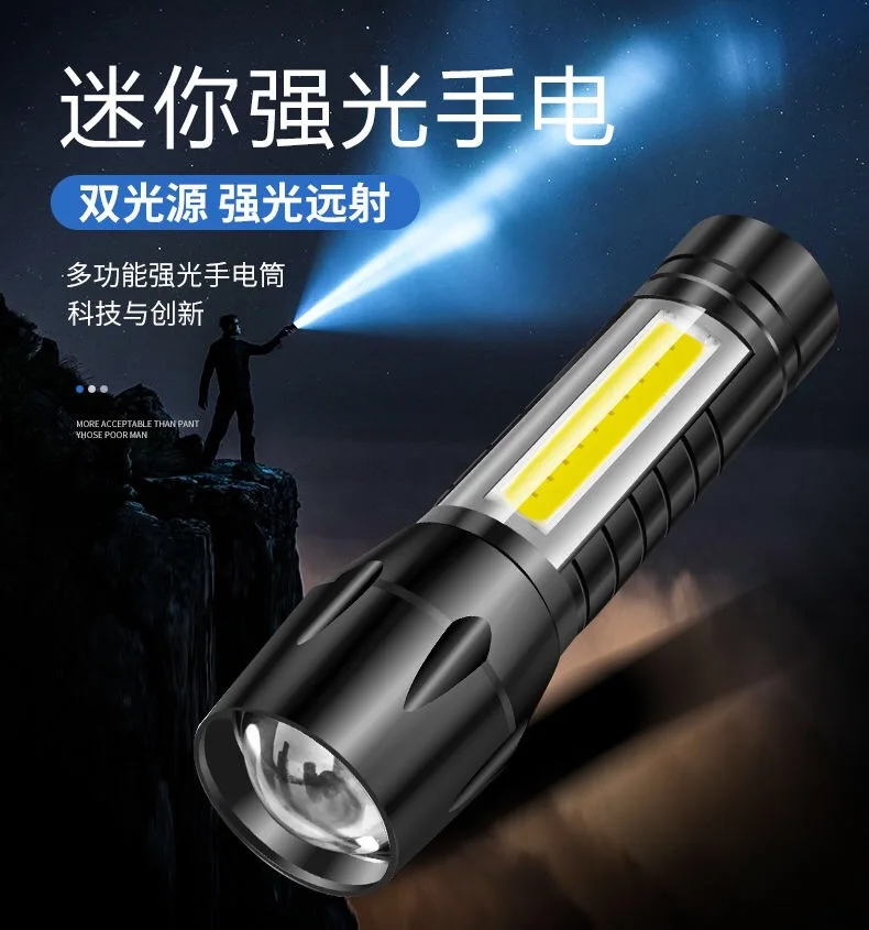 Portable mini Aluminum COB Tactical Torch,Zoomable Torch Waterproof IPX5 LED USB rechargeable Flashlight