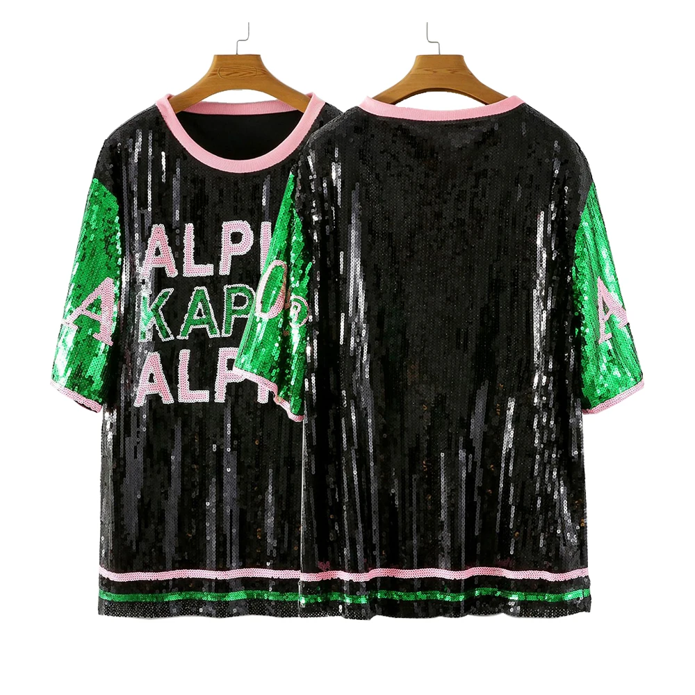 2024 Tops Fashionable AKA Sorority  Alpha Summer Plus Size Women  Sorority Clothing Sequin Dress