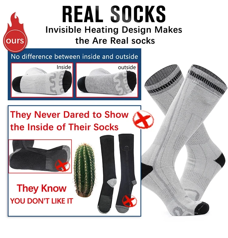 6000mAh Heat Tech Smart Warm Electric Heated Warming Work Ski Socks Rechargeable Battery Chaussettes Chauffantes