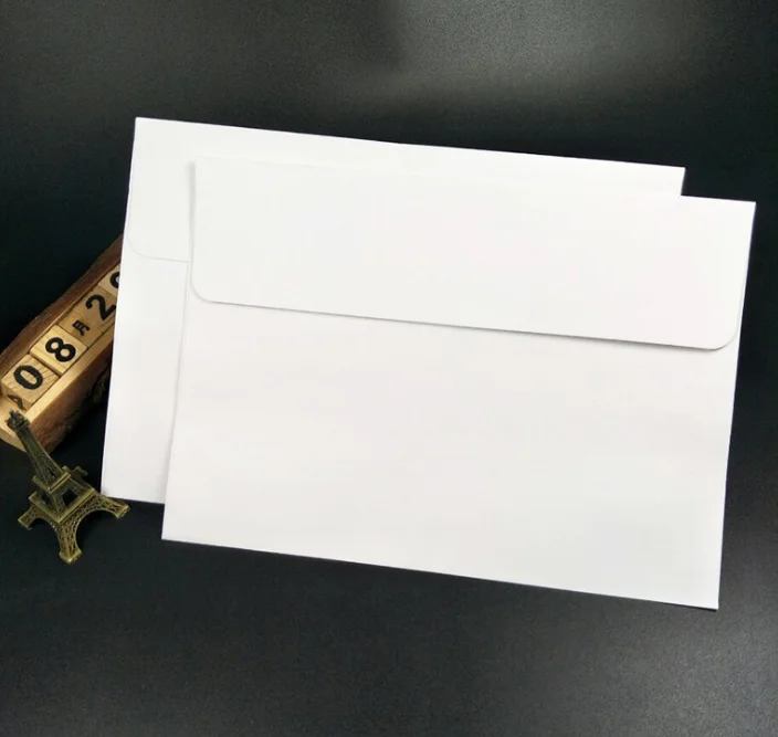 
European flat style classic blank offset 120 gsm letter paper envelope white blank envelope moist seal 