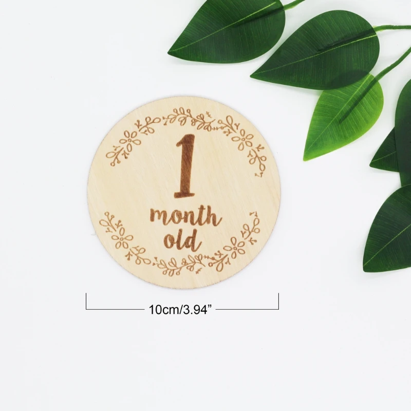 Hot Seller 10cm Custom Wooden Baby Monthly Milestone Print Cards Hand-Crafted Circles