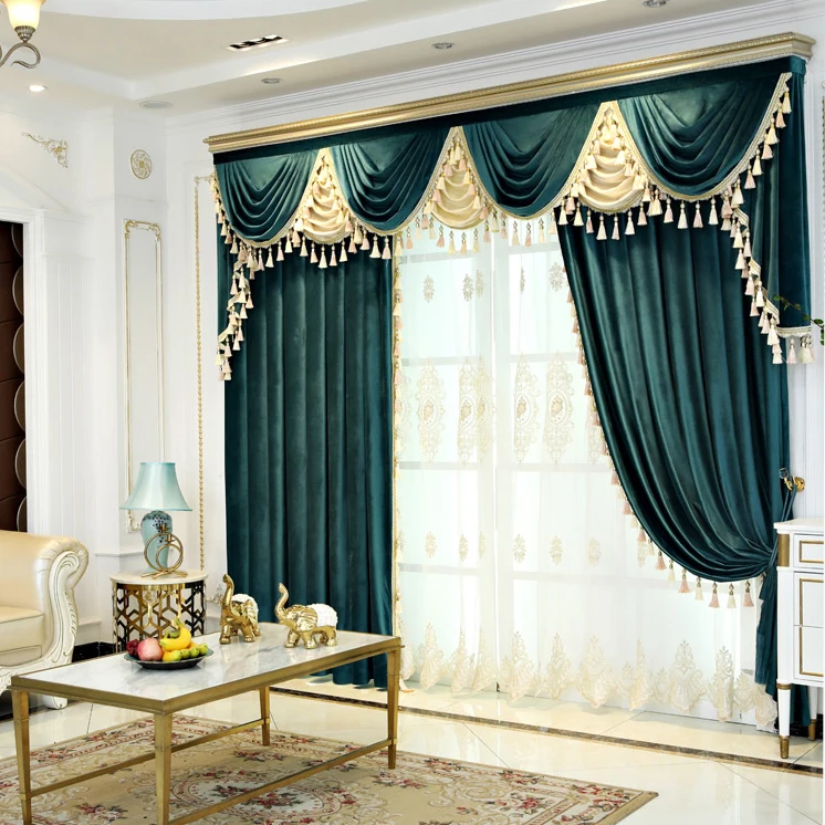 Dark Blue Velvet Luxury Cheap Window Cubicle Castle Curtain Fabric