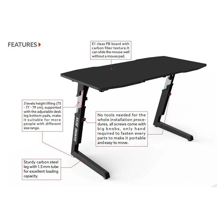 Factory Wholesale Three Color Home Use Adjustable Gaming Table Desk  For Girl ,Gaming Table And Chair Set