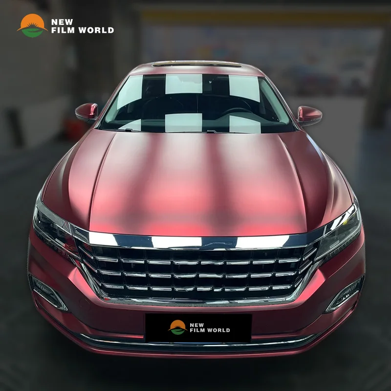 PET Ultra Matte Metallic Red Car Wrap Film car wrapping film vinyl Stickers High Glossy car wrap vinyl film