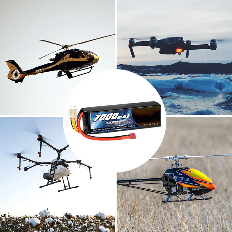 4S 14.8V 7000mah 80C Lipo Polymer Battery FPV Drone 22.2V 44.4V 6S 12S Dean Connector 7.4V Voltage RC Pack LI-Ion LCO Toys