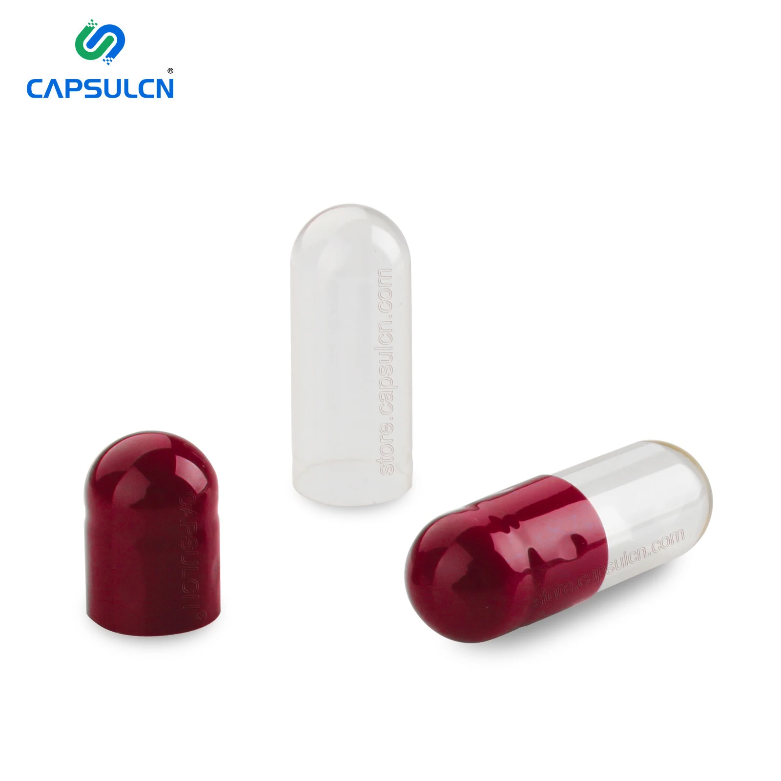 CapsulCN Red Transparent Customizable Separated Empty Gelatin Capsules Size 000# 00# 0# 1# 2# 3# 4# 5# empty gel capsule