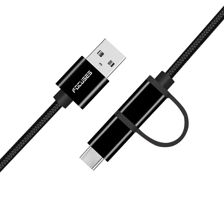 OEM Nylon Braided Micro usb Data Cable 3m for charging line type-c  cabo magnetic ladekabel 2 in 1 usb C Cable